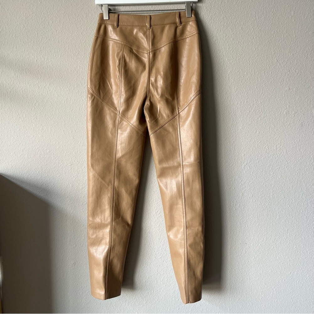 Aritzia Wilfred Rebel High Waisted Vegan Leather Pants Camel - Picture 4 of 6